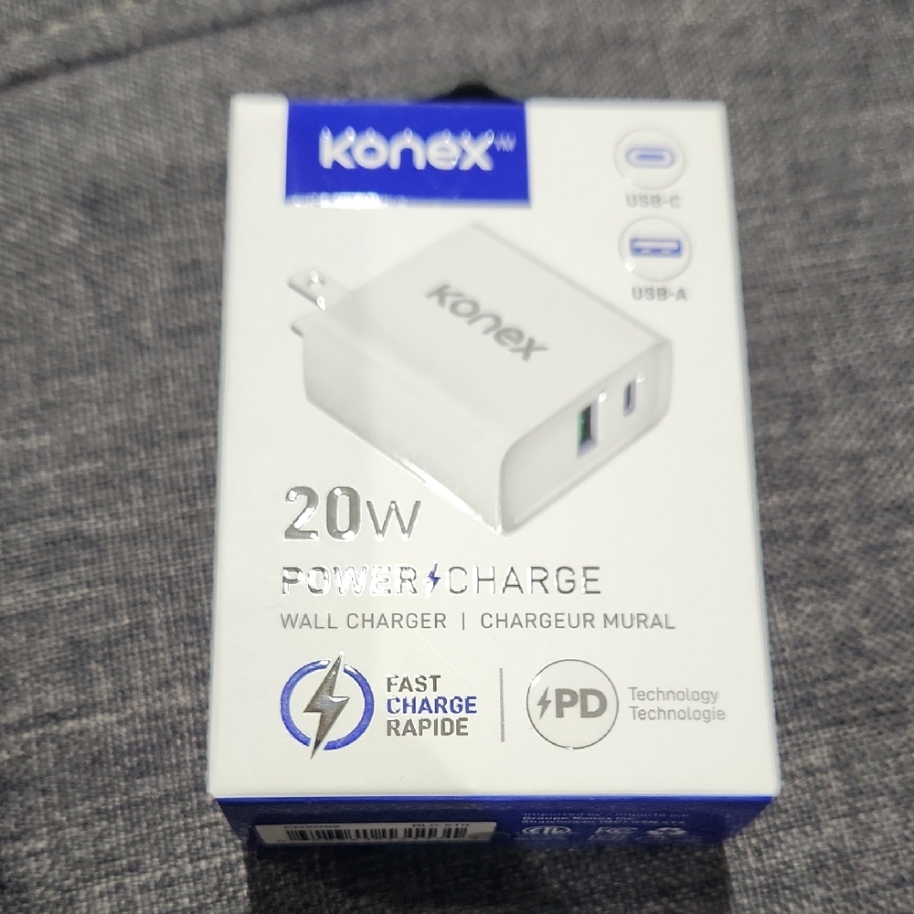 Konex 20W Wall Charger with USB-C and USB-A Ports
